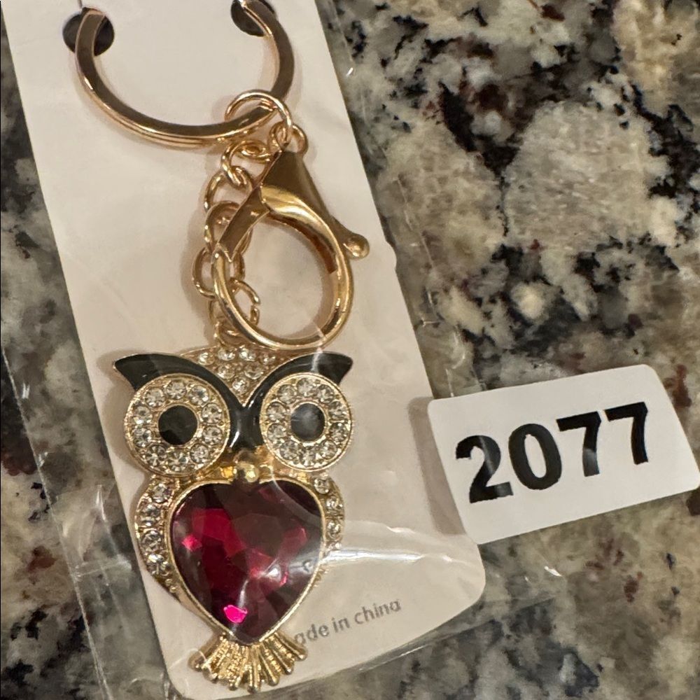 2077 Rhinestone, Owl Key Ring‎ & Bag Charm